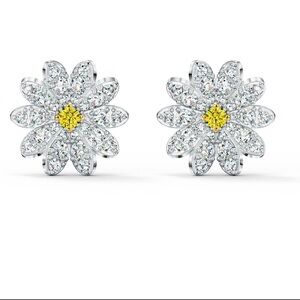 Swarovski Floral Crystal Earrings - Silver and Yellow